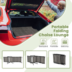 Set of 2 Folding Chaise Lounge Recliners with 2 Level Footrests, Coffee