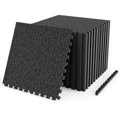 2 Pieces 0.55 inch Thick Rubber Top Exercise Mat 70 Sq Ft with Boarders-Gray