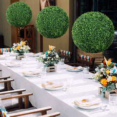 2 Pieces 16 inches/20 inches Artificial Plant Boxwood Topiary Ball for Patio Garden Front Door Balcony Backyard-M