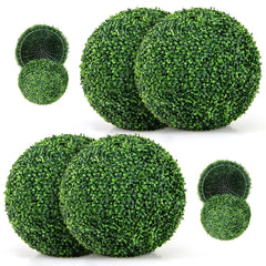 2 Pieces 16 inches/20 inches Artificial Plant Boxwood Topiary Ball for Patio Garden Front Door Balcony Backyard-M