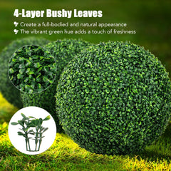 2 Pieces 16 inches/20 inches Artificial Plant Boxwood Topiary Ball for Patio Garden Front Door Balcony Backyard-M