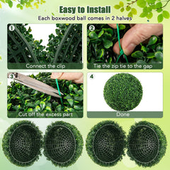 2 Pieces 16 inches/20 inches Artificial Plant Boxwood Topiary Ball for Patio Garden Front Door Balcony Backyard-M