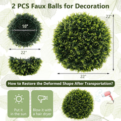 2 Pieces 18/22 Inches Indoor Outdoor Faux Decorative Balls for Patio Garden Front Door Balcony and Backyard-M