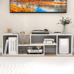 2 Pieces Adjustable TV Stand for TVs up to 55 Inch with Storage Cubes-White