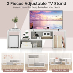 2 Pieces Adjustable TV Stand for TVs up to 55 Inch with Storage Cubes-White
