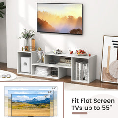 2 Pieces Adjustable TV Stand for TVs up to 55 Inch with Storage Cubes-White