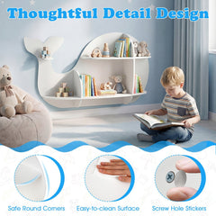 Floating Dolphin Shelves Wall Mounted Storage Display Rack-White