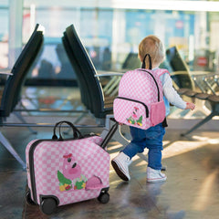 2 Pieces Kid Luggage Set with Spinner Wheels and Aluminum Handle-White & Pink
