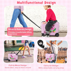 2 Pieces Kid Luggage Set with Spinner Wheels and Aluminum Handle-White & Pink