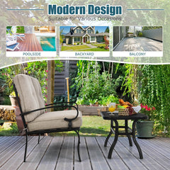 2 Piece Patio Loveseat and Coffee Table Set, 47 in Steel Bench Rated 550 lb with 4 in Beige Olefin Cushions and Mesh Top Table