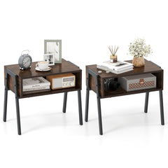 2 Piece Stackable Night Stand and Bedside End Table Set