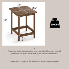 2-Pieces18 Inches Adirondack Outdoor Side Table for Patio and Garden-Coffee