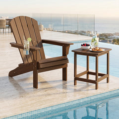 2-Pieces18 Inches Adirondack Outdoor Side Table for Patio and Garden-Coffee