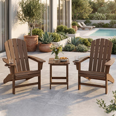 2-Pieces18 Inches Adirondack Outdoor Side Table for Patio and Garden-Coffee