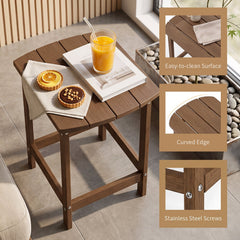 2-Pieces18 Inches Adirondack Outdoor Side Table for Patio and Garden-Coffee