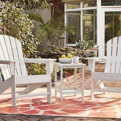 2-Pieces 18 Inches Adirondack Outdoor Side Table for Patio and Garden-White