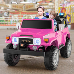 12V 2 Seat Licensed Toyota FJ40 Kids Ride On Car with Parental Remote, Slow Start and Carry Handle, 130 lb Capacity, Pink
