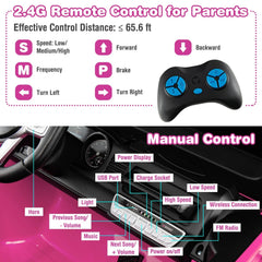 12V 2 Seat Licensed Toyota FJ40 Kids Ride On Car with Parental Remote, Slow Start and Carry Handle, 130 lb Capacity, Pink