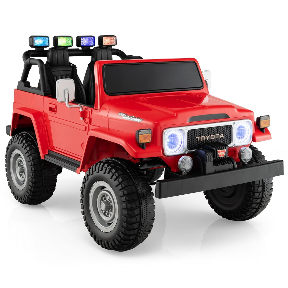 12V 2 Seat Licensed Toyota FJ40 Kids Ride On Car, 2.4G Remote with Brake, 3 Speeds, 14 Inch Wheels, Red