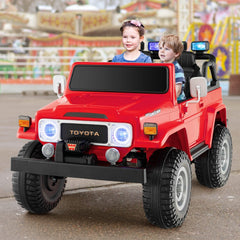 12V 2 Seat Licensed Toyota FJ40 Kids Ride On Car, 2.4G Remote with Brake, 3 Speeds, 14 Inch Wheels, Red