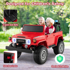 12V 2 Seat Licensed Toyota FJ40 Kids Ride On Car, 2.4G Remote with Brake, 3 Speeds, 14 Inch Wheels, Red