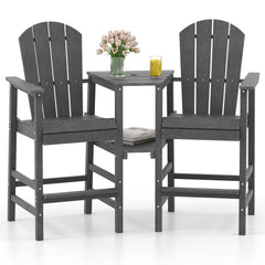 2-Seat Adirondack Chair All-Weather Adirondack Chair with Double Connecting Tray-Gray