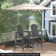 2-Seat Adirondack Chair All-Weather Adirondack Chair with Double Connecting Tray-Gray