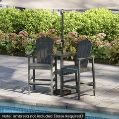 2-Seat Adirondack Chair All-Weather Adirondack Chair with Double Connecting Tray-Gray