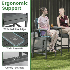 2-Seat Adirondack Chair All-Weather Adirondack Chair with Double Connecting Tray-Gray