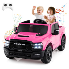 24V Licensed Ram 2500 REBEL 2 Seater Kids Ride On Truck with Soft Start, Puncture Proof Wheels and Music, 110 lb, Pink