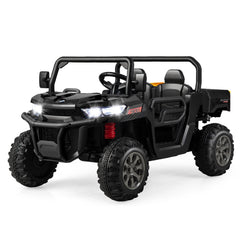 2 Seater Kids Ride On Dump Truck with Tilting Dump Bed, Tailgate, Shovel and Parent Remote, 110 lb, Black