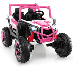24V 2 Seater Kids Ride On UTV with 3 Point Belts, Lockable Doors, Spring Suspension and 2.4G Remote, 110 lb, Pink