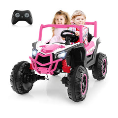 24V 2 Seater Kids Ride On UTV with 3 Point Belts, Lockable Doors, Spring Suspension and 2.4G Remote, 110 lb, Pink