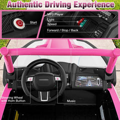 24V 2 Seater Kids Ride On UTV with 3 Point Belts, Lockable Doors, Spring Suspension and 2.4G Remote, 110 lb, Pink
