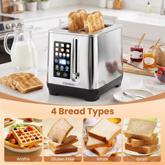 2 Slice Toaster with 6 Browning Levels and 4 Bread Types-Silver
