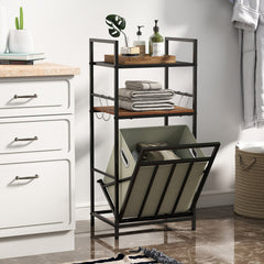 2-Tier Laundry Hamper with Tilt-out Basket-Black