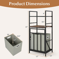 2-Tier Laundry Hamper with Tilt-out Basket-Black