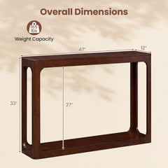 2-Tier Mid Century Wood Console Table with Storage Shelf-Brown
