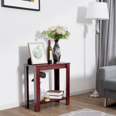 Compact 2 Tier End Table with Storage Shelf, Espresso Finish