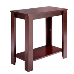 Compact 2 Tier End Table with Storage Shelf, Espresso Finish