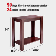 Compact 2 Tier End Table with Storage Shelf, Espresso Finish
