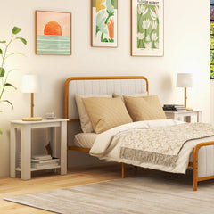 Compact 2 Tier End Table with Storage Shelf, White Finish