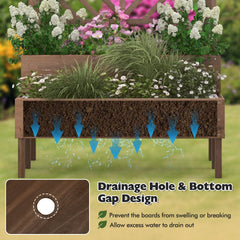 2-Tier Raised Garden Bed with Trellis-Brown