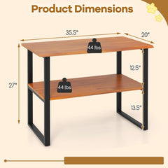 2-Tier Solid Teak End Table and Storage Shelf