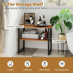 2-Tier Solid Teak End Table and Storage Shelf