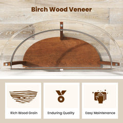 2-tier Tempered Glass Console Table with Clear Glass Top and Open Shelf-Walnut