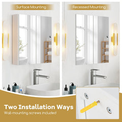 Double Door Bathroom Wall Cabinet with Mirror and Adjustable Shelf