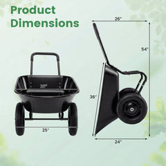2 Tire Wheelbarrow Garden Cart Heavy-duty Dolly Utility Cart-Black