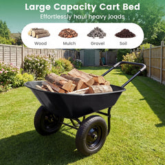 2 Tire Wheelbarrow Garden Cart Heavy-duty Dolly Utility Cart-Black