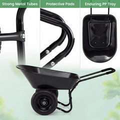 2 Tire Wheelbarrow Garden Cart Heavy-duty Dolly Utility Cart-Black